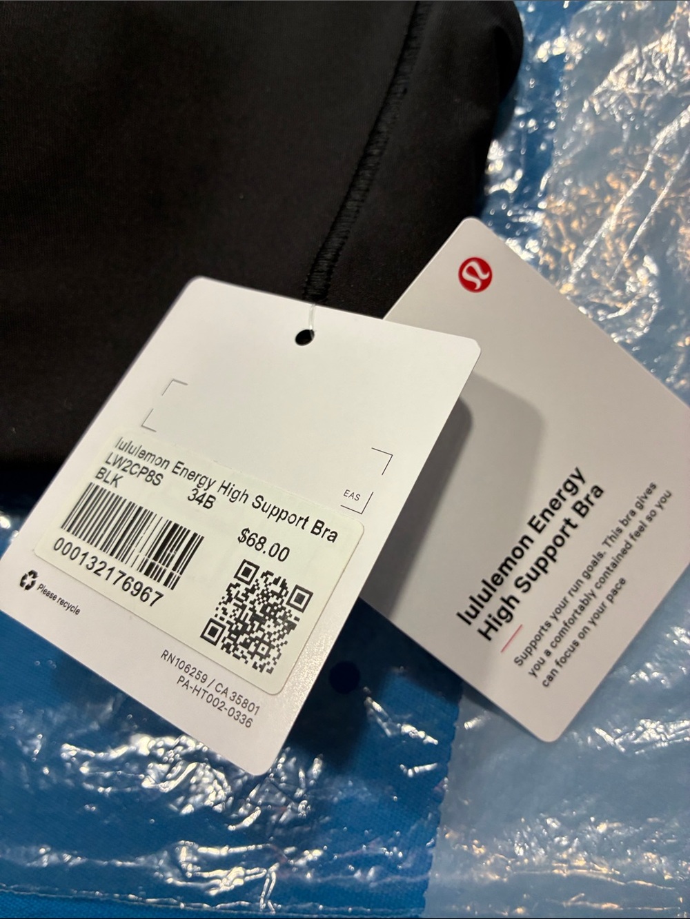 *Brand New* lululemon-  Black Energy High Support Sports Bra - Size 34B- NWT - Picture 2 of 14